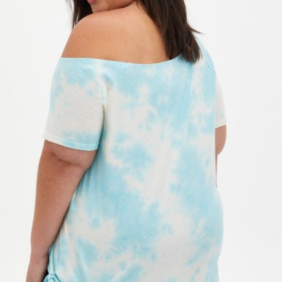 Torrid size 3 Off The Shoulder Tee – Care Bear Blue Tie-Dye - Picture 4 of 10